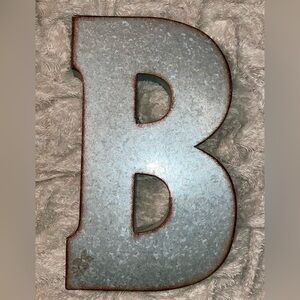 Galvanized Metal Letter B - Rustic Wall Accent